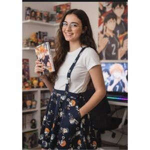 HOT TOPIC Haikyu!! Chibi Characters Suspender Skirt‎